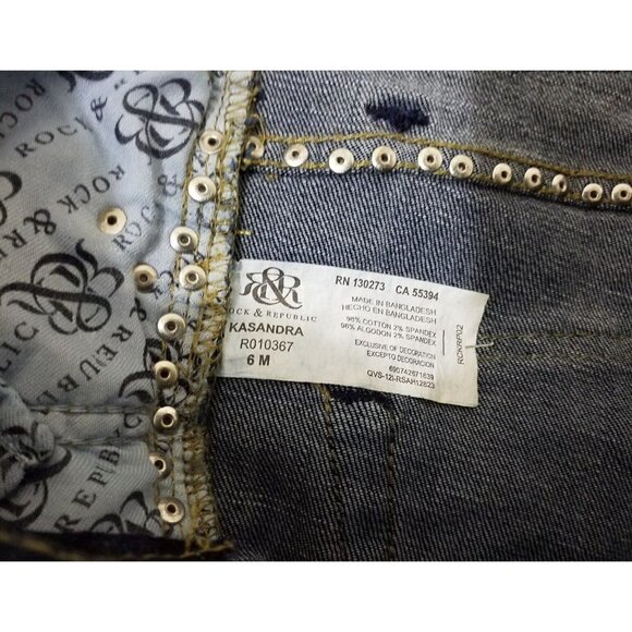 Rock Republic ~Women's Size 6M~Blu Denim Boot Cut "Kasandra" Jeans w/Gold Stud. - Picture 12 of 12